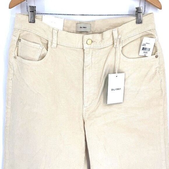 DL1961 Womens Hepburn Wide Leg High Rise Vintage Corduroy Pants Cream Sz 32 NWT - Picture 4 of 14